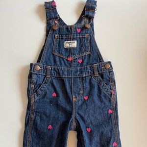 Osh Kosh Baby Girl 12 M Heart Overalls